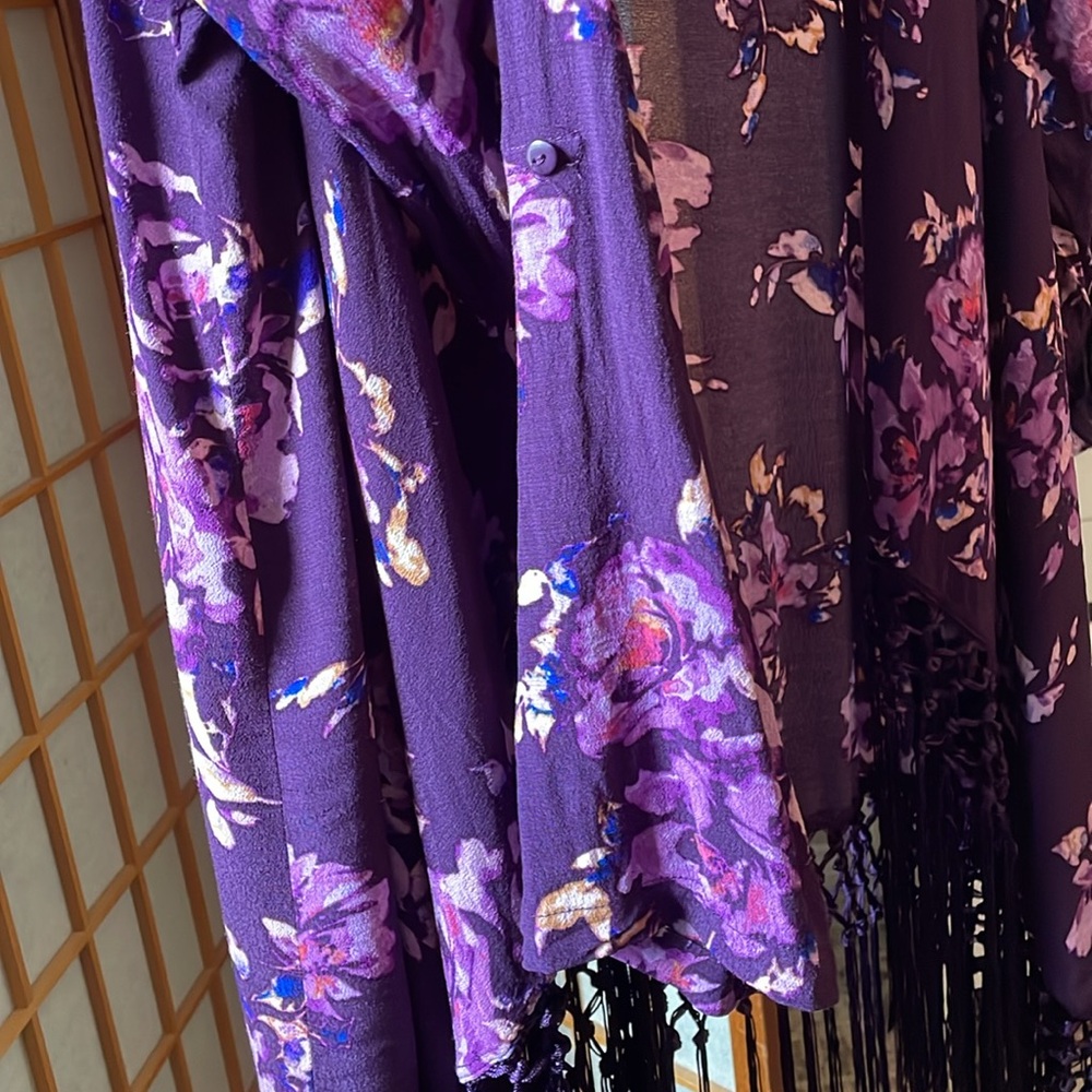 Torrid Floral Print Fringe Kimono in Waters Edge Size 1x (14 - 16) - Picture 8 of 13